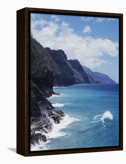 Hawaii, Kauai, Waves from the Pacific Ocean Along the Na Pali Coast-Christopher Talbot Frank-Framed Premier Image Canvas