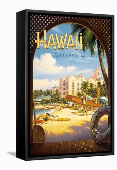 Hawaii, Land of Surf and Sunshine-Kerne Erickson-Framed Stretched Canvas