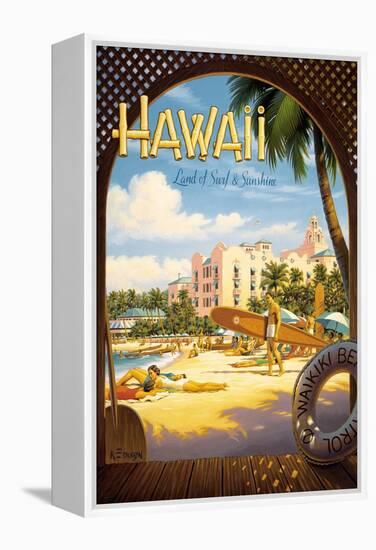 Hawaii, Land of Surf and Sunshine-Kerne Erickson-Framed Stretched Canvas