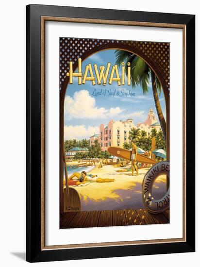 Hawaii, Land of Surf and Sunshine-Kerne Erickson-Framed Art Print