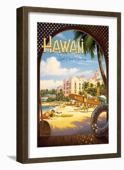 Hawaii, Land of Surf and Sunshine-Kerne Erickson-Framed Premium Giclee Print