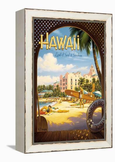 Hawaii, Land of Surf and Sunshine-Kerne Erickson-Framed Stretched Canvas