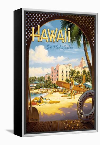 Hawaii, Land of Surf and Sunshine-Kerne Erickson-Framed Stretched Canvas