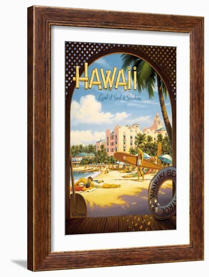 Hawaii, Land of Surf and Sunshine-Kerne Erickson-Framed Art Print