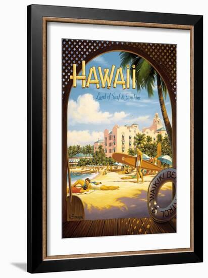 Hawaii, Land of Surf and Sunshine-Kerne Erickson-Framed Art Print