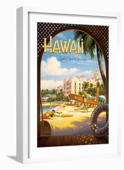 Hawaii, Land of Surf and Sunshine-Kerne Erickson-Framed Art Print