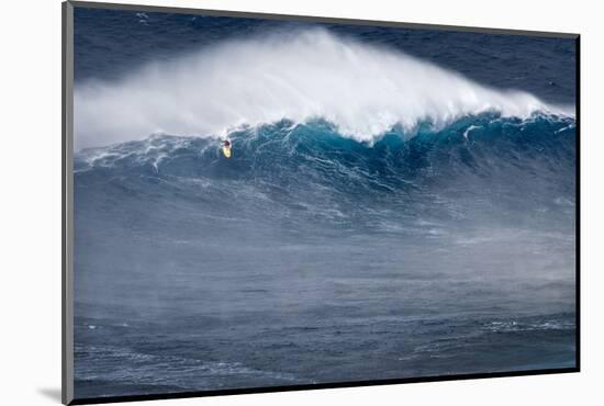 Hawaii, Maui. Kai Lenny Stand Up Paddle Board Surfing Monster Waves at Pe'Ahi Jaws-Janis Miglavs-Mounted Photographic Print