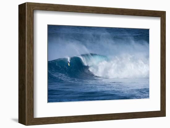 Hawaii, Maui. Kai Lenny Surfing Monster Waves at Pe'Ahi Jaws, North Shore Maui-Janis Miglavs-Framed Photographic Print