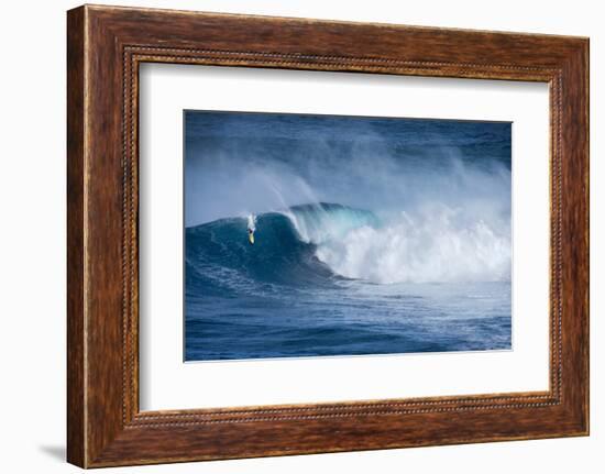 Hawaii, Maui. Kai Lenny Surfing Monster Waves at Pe'Ahi Jaws, North Shore Maui-Janis Miglavs-Framed Photographic Print