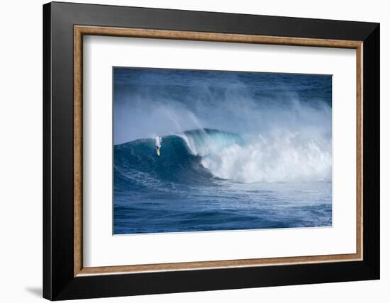 Hawaii, Maui. Kai Lenny Surfing Monster Waves at Pe'Ahi Jaws, North Shore Maui-Janis Miglavs-Framed Photographic Print