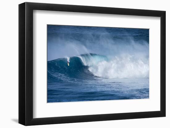 Hawaii, Maui. Kai Lenny Surfing Monster Waves at Pe'Ahi Jaws, North Shore Maui-Janis Miglavs-Framed Photographic Print