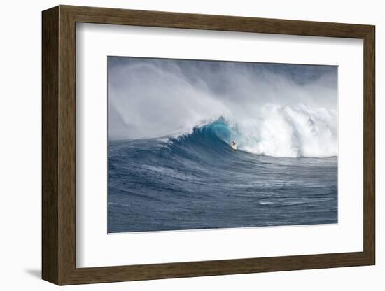 Hawaii Maui. Kyle Lenny Surfing Monster Waves at Pe'Ahi Jaws-Janis Miglavs-Framed Photographic Print