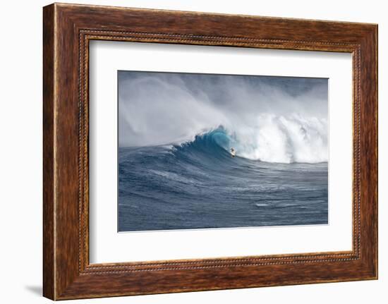 Hawaii Maui. Kyle Lenny Surfing Monster Waves at Pe'Ahi Jaws-Janis Miglavs-Framed Photographic Print