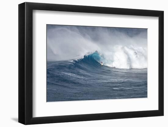 Hawaii Maui. Kyle Lenny Surfing Monster Waves at Pe'Ahi Jaws-Janis Miglavs-Framed Photographic Print