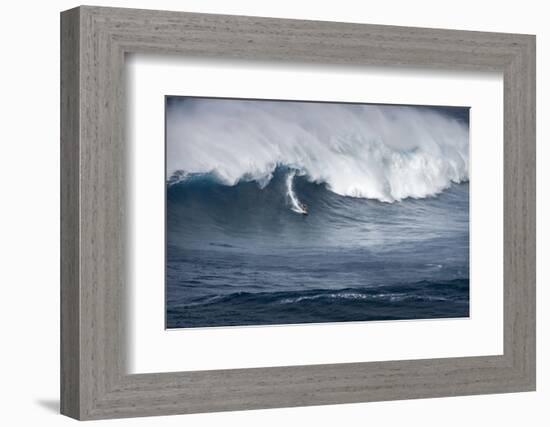 Hawaii Maui. Kyle Lenny Surfing Monster Waves at Pe'Ahi Jaws-Janis Miglavs-Framed Photographic Print