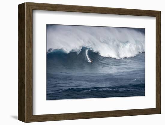 Hawaii Maui. Kyle Lenny Surfing Monster Waves at Pe'Ahi Jaws-Janis Miglavs-Framed Photographic Print