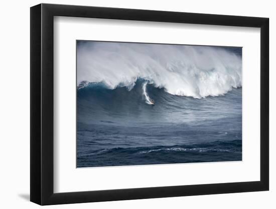 Hawaii Maui. Kyle Lenny Surfing Monster Waves at Pe'Ahi Jaws-Janis Miglavs-Framed Photographic Print