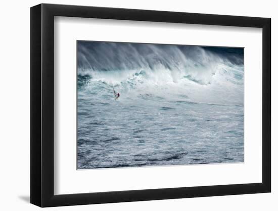 Hawaii, Maui. Robby Naish Windsurfing Monster Waves at Pe'Ahi Jaws, North Shore Maui-Janis Miglavs-Framed Photographic Print