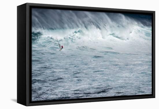 Hawaii, Maui. Robby Naish Windsurfing Monster Waves at Pe'Ahi Jaws, North Shore Maui-Janis Miglavs-Framed Premier Image Canvas