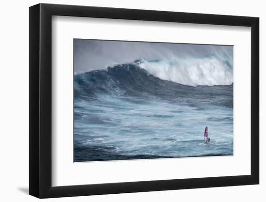 Hawaii, Maui. Robby Naish Windsurfing Monster Waves at Pe'Ahi Jaws, North Shore Maui-Janis Miglavs-Framed Photographic Print