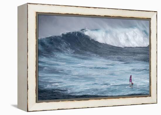 Hawaii, Maui. Robby Naish Windsurfing Monster Waves at Pe'Ahi Jaws, North Shore Maui-Janis Miglavs-Framed Premier Image Canvas