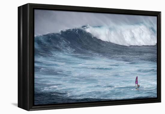 Hawaii, Maui. Robby Naish Windsurfing Monster Waves at Pe'Ahi Jaws, North Shore Maui-Janis Miglavs-Framed Premier Image Canvas