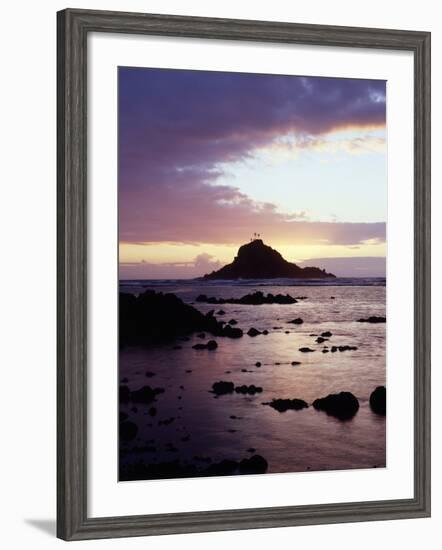 Hawaii, Maui, Three Palm Tree Island at Sunrise in Hana-Christopher Talbot Frank-Framed Photographic Print