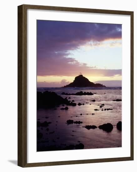 Hawaii, Maui, Three Palm Tree Island at Sunrise in Hana-Christopher Talbot Frank-Framed Photographic Print