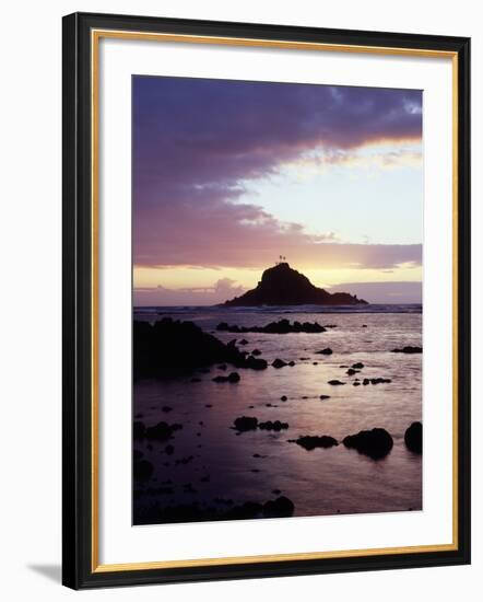 Hawaii, Maui, Three Palm Tree Island at Sunrise in Hana-Christopher Talbot Frank-Framed Photographic Print