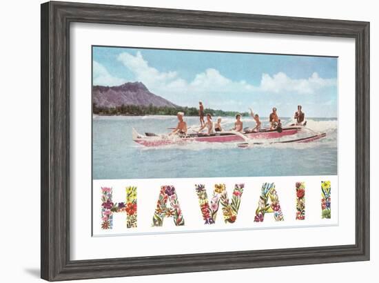 Hawaii, Outrigger at Diamond Head-null-Framed Art Print