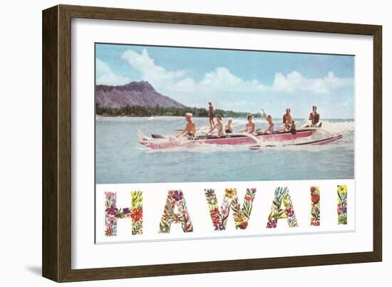 Hawaii, Outrigger at Diamond Head-null-Framed Art Print