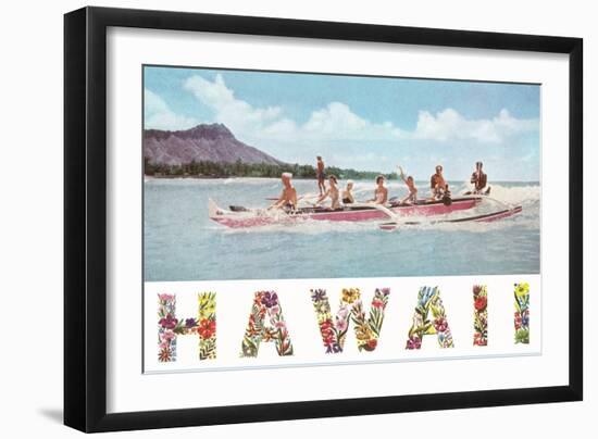 Hawaii, Outrigger at Diamond Head-null-Framed Art Print