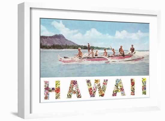 Hawaii, Outrigger at Diamond Head-null-Framed Art Print