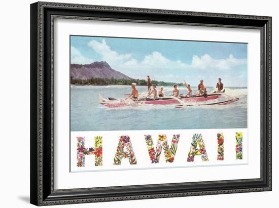 Hawaii, Outrigger at Diamond Head-null-Framed Art Print