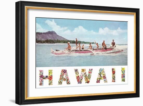 Hawaii, Outrigger at Diamond Head-null-Framed Art Print