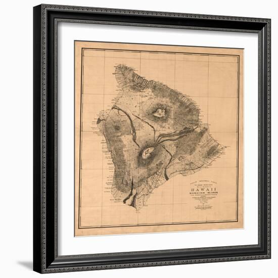 Hawaii - Panoramic Hawaii Island Map-Lantern Press-Framed Art Print