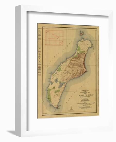 Hawaii - Panoramic Niihau Island Map-Lantern Press-Framed Art Print