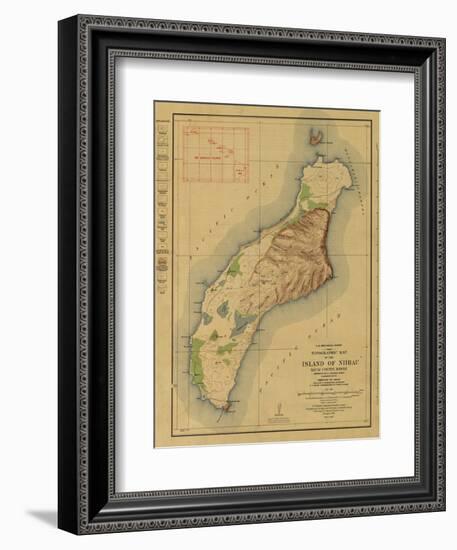 Hawaii - Panoramic Niihau Island Map-Lantern Press-Framed Art Print