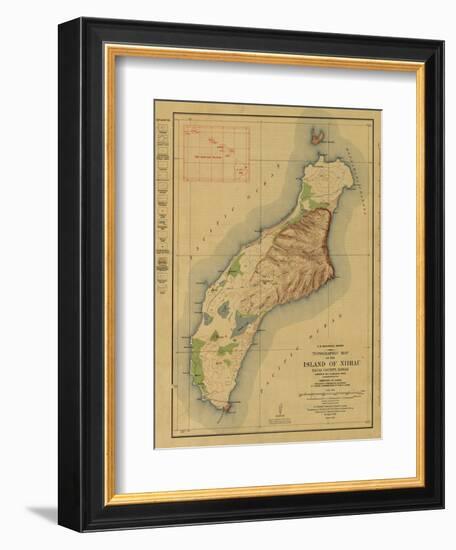 Hawaii - Panoramic Niihau Island Map-Lantern Press-Framed Art Print