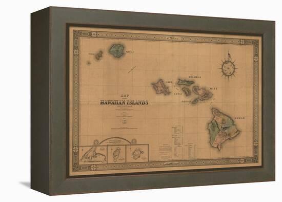 Hawaii - Panoramic State Map-Lantern Press-Framed Stretched Canvas