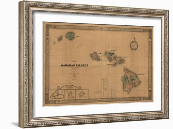 Hawaii - Panoramic State Map-Lantern Press-Framed Art Print