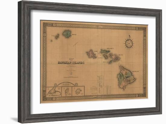 Hawaii - Panoramic State Map-Lantern Press-Framed Art Print