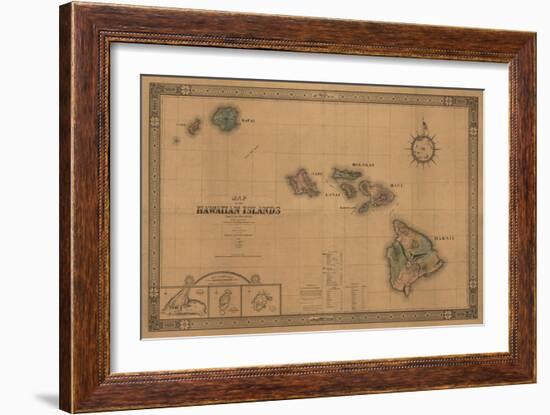 Hawaii - Panoramic State Map-Lantern Press-Framed Art Print