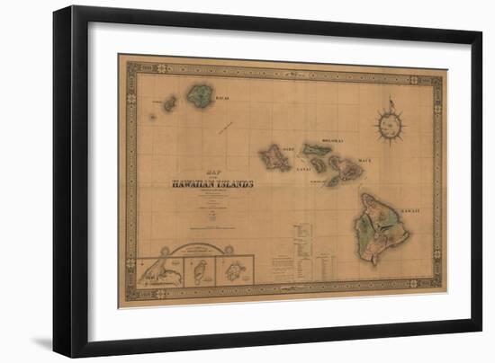 Hawaii - Panoramic State Map-Lantern Press-Framed Art Print