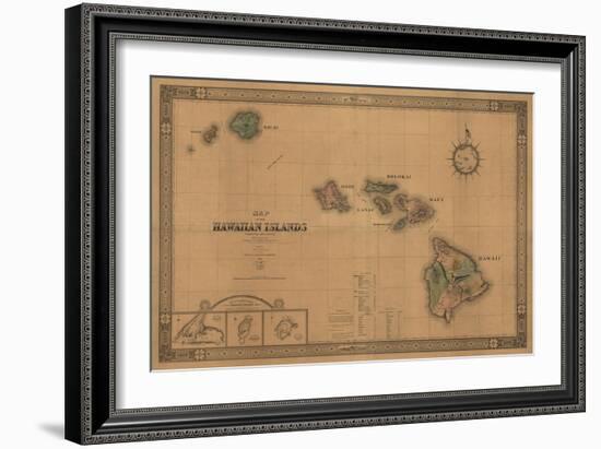 Hawaii - Panoramic State Map-Lantern Press-Framed Art Print