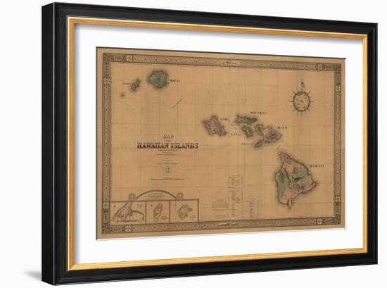 Hawaii - Panoramic State Map-Lantern Press-Framed Art Print