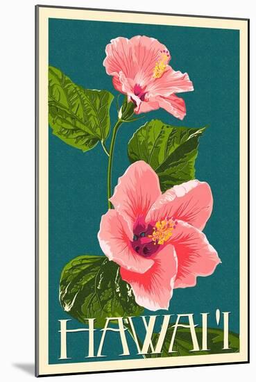 Hawaii - Pink Hibiscus Flower-Lantern Press-Mounted Art Print