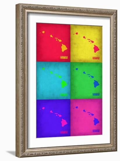 Hawaii Pop Art Map 1-NaxArt-Framed Art Print