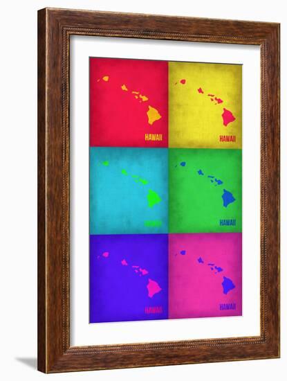 Hawaii Pop Art Map 1-NaxArt-Framed Art Print