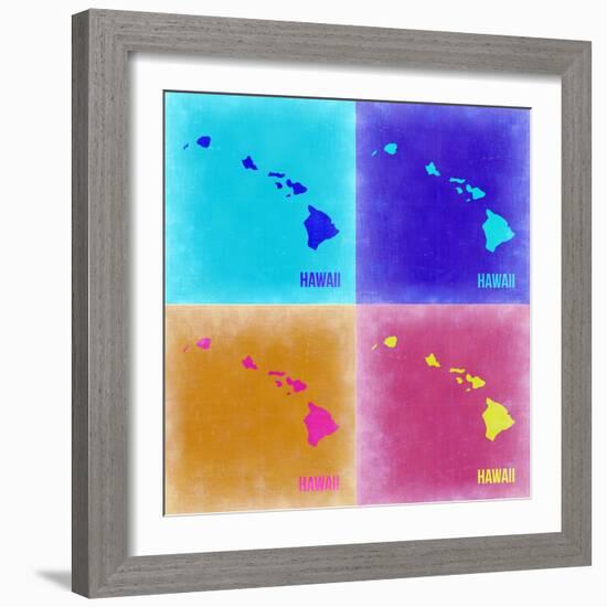 Hawaii Pop Art Map 2-NaxArt-Framed Art Print